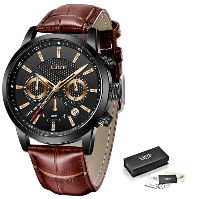 Relógio de Couro Masculino | Elegant Boss - Aço Inoxidável