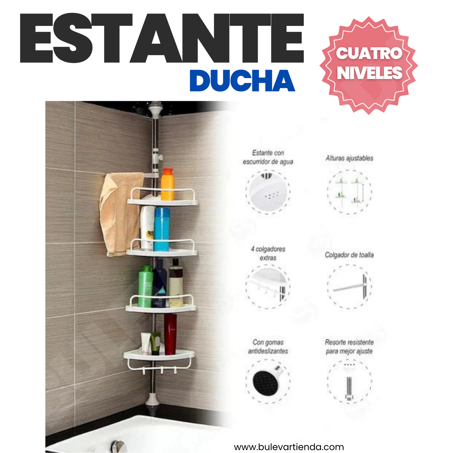 Organizador de 4 niveles para la ducha + Envío gratis