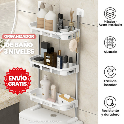 Estante Organizador de 3 niveles para baño o cocina + Envío gratis