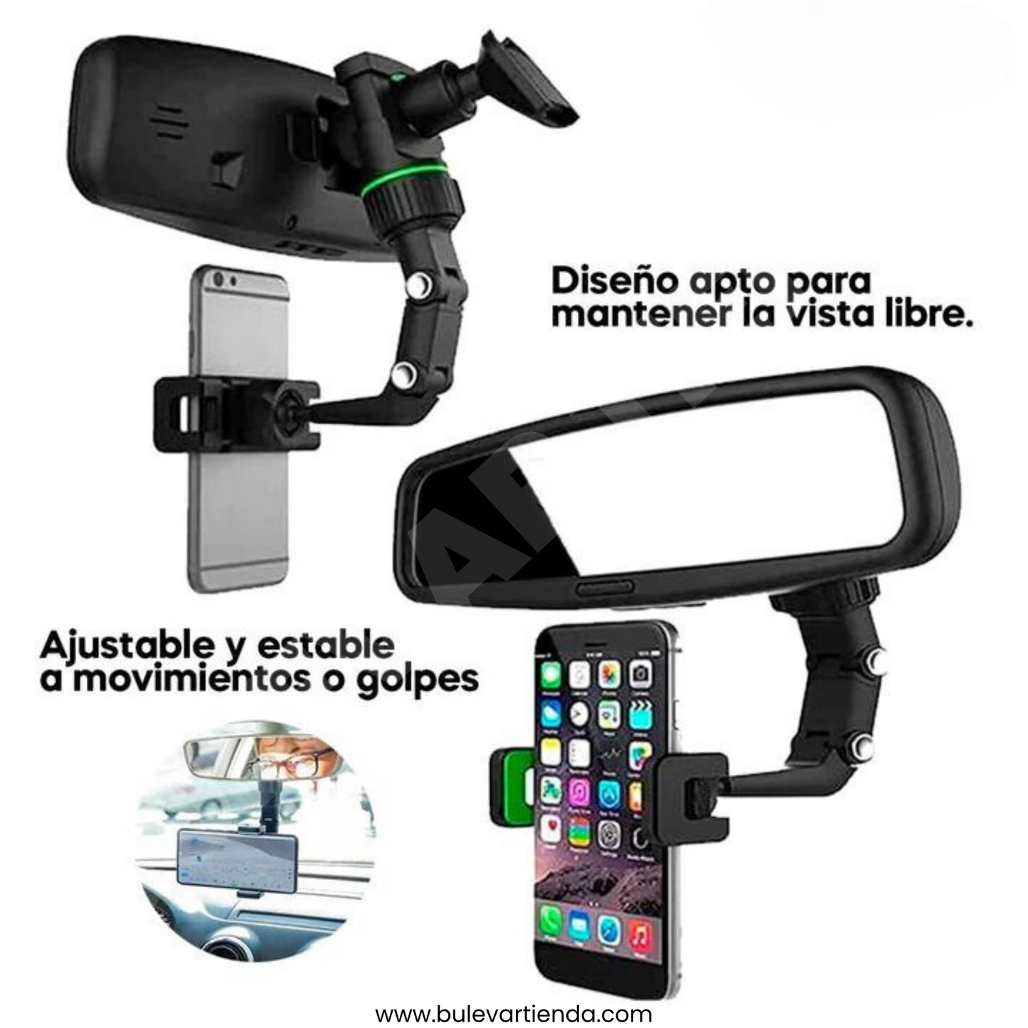 Soporte de teléfono para espejo Retrovisor 360 grados + Envío gratis