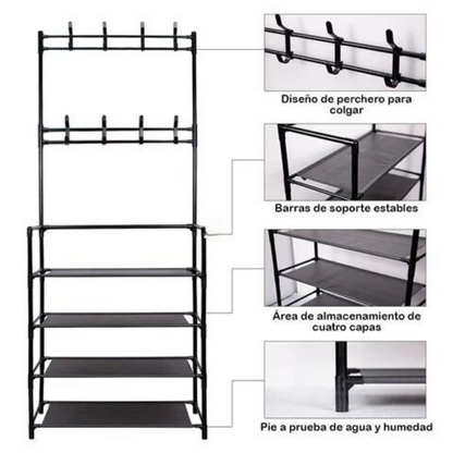 ORGANIZADOR DE ZAPATOS 4 NIVELES Y PERCHERO + ENVÍO GRATIS