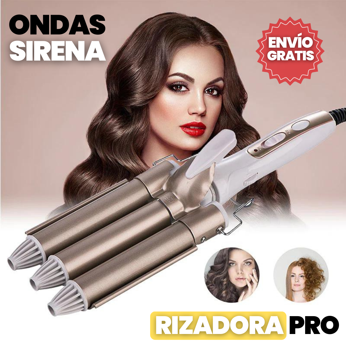 RIZADORA SIRENA 3 TUBOS PRO + ENVÍO GRATIS