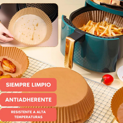 MOLDES EN PAPEL PERGAMINO PARA AIR FRYER X100 UNIDADES + ENVÍO GRATIS