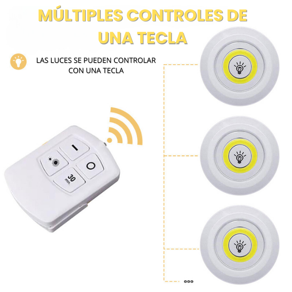 LUCES LED INALAMBRICAS X3 | SIN INSTALACION | MANDO A DISTANCIA | ALTA INTENSIDAD + ENVÍO GRATIS