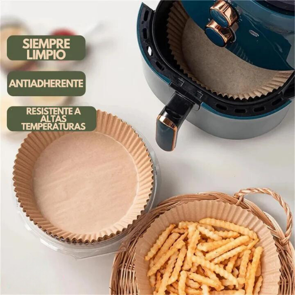 MOLDES EN PAPEL PERGAMINO PARA AIR FRYER X100 UNIDADES + ENVÍO GRATIS