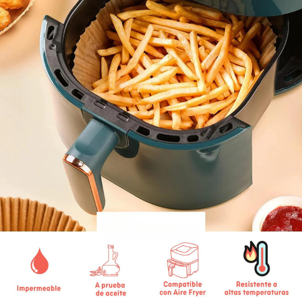 MOLDES EN PAPEL PERGAMINO PARA AIR FRYER X100 UNIDADES + ENVÍO GRATIS