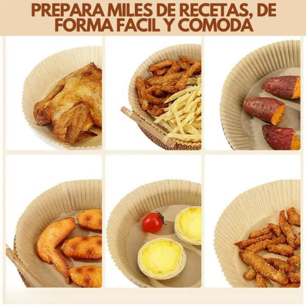 MOLDES EN PAPEL PERGAMINO PARA AIR FRYER X100 UNIDADES + ENVÍO GRATIS