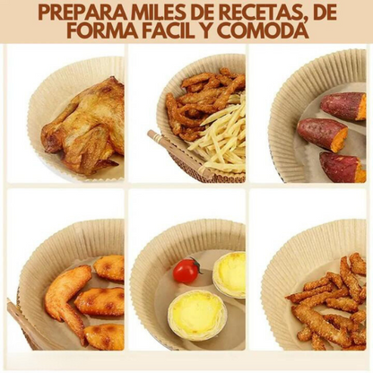 MOLDES EN PAPEL PERGAMINO PARA AIR FRYER X100 UNIDADES + ENVÍO GRATIS
