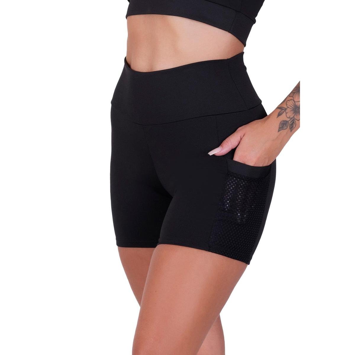 Short Curto Meia Coxa Bermudinha Legging - Preto