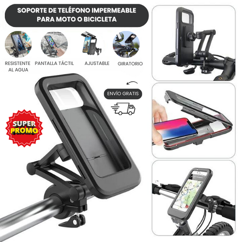 SOPORTE DE TELÉFONO IMPERMEABLE PARA MOTOS Y BICICLETAS + ENVÍO GRATIS!!
