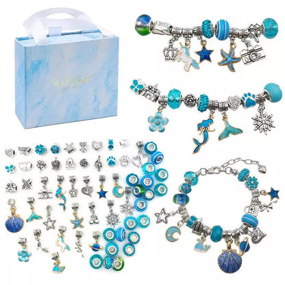 Kit Pulseiras e Berloques DIY em Prata - 64 Peças