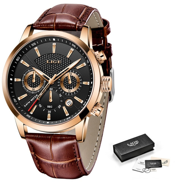 Relógio de Couro Masculino | Elegant Boss - Aço Inoxidável