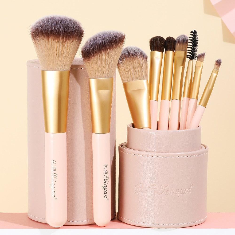 Kit Pincel de Maquiagem 9 Unidades Profissional