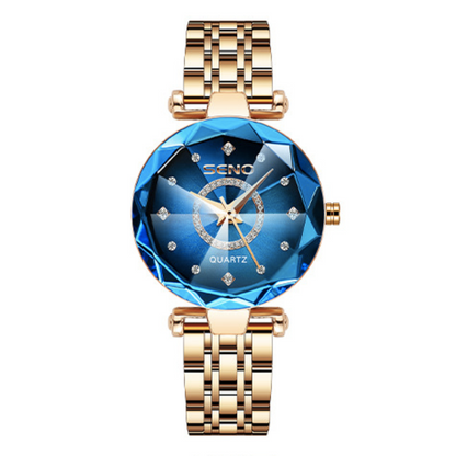Relógio Feminino de Quartzo Diamond Blue à prova d'água