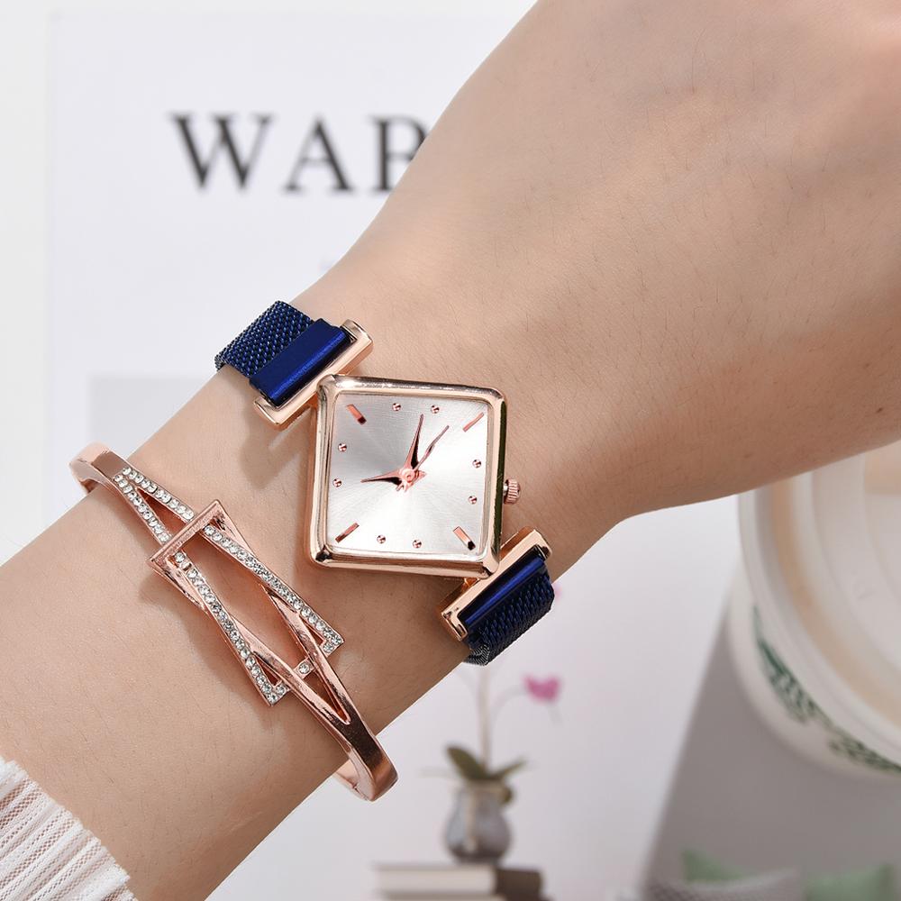 Relógio Quartzo Quadrado + Pulseira - FineWoman