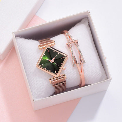 Relógio Quartzo Quadrado + Pulseira - FineWoman
