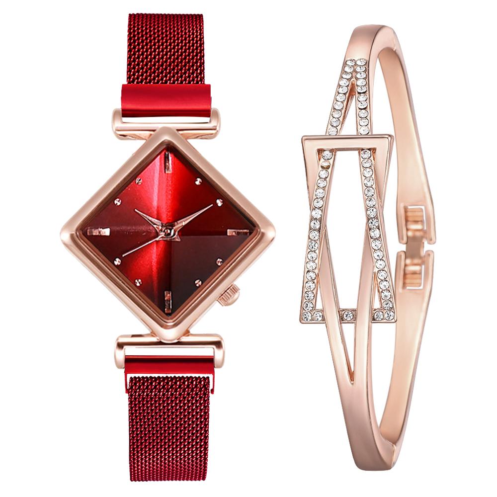 Relógio Quartzo Quadrado + Pulseira - FineWoman