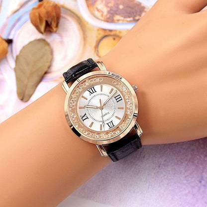 Relógio Feminino de Couro Luxo Elegante