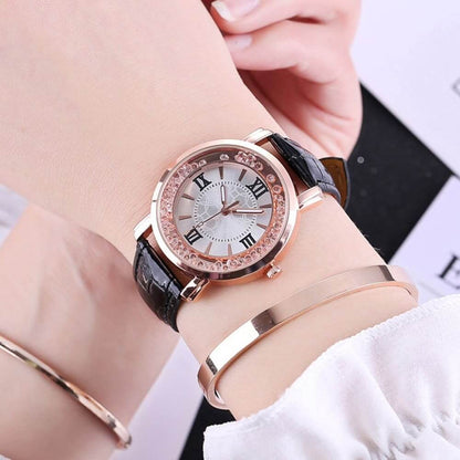 Relógio Feminino de Couro Luxo Elegante